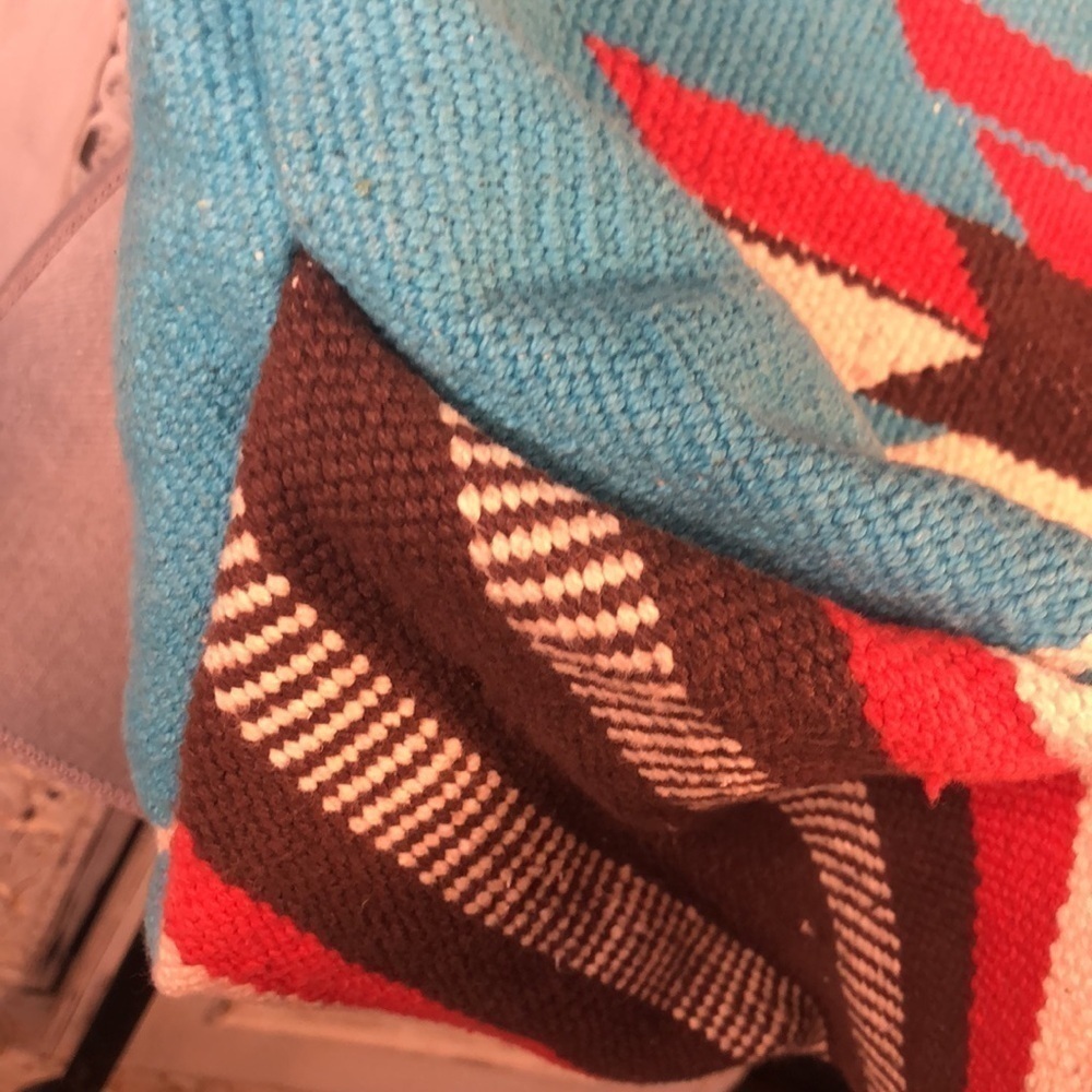 FOREVER 21 Navajo Blanket Leather Straps Turquoise and Red Tote Bag - Picture 9 of 9